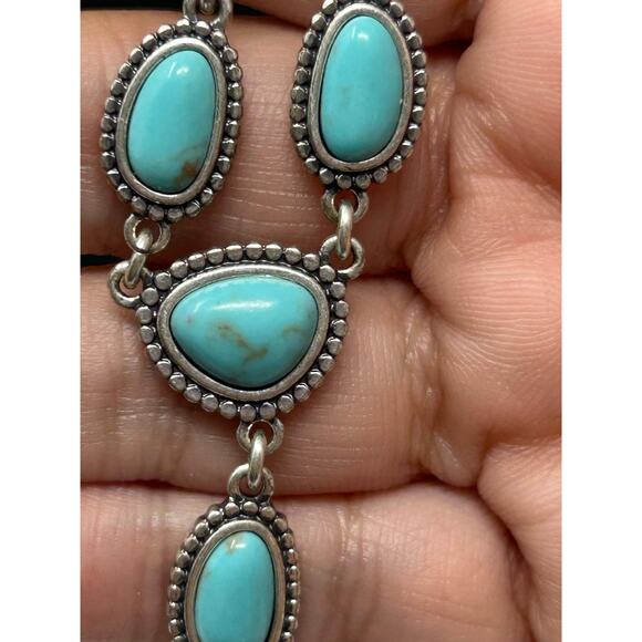 Lucky Brand Silver Tone Y Necklace with Faux Turquoise - Picture 4 of 6